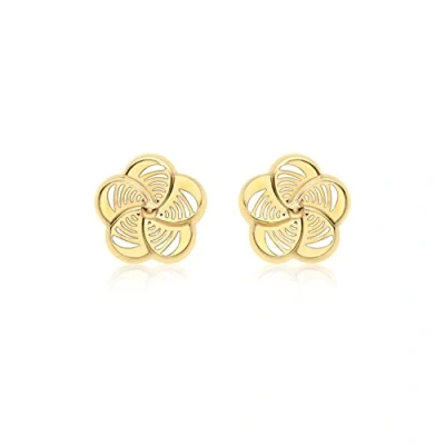 Image of Carissima Gold Women&#039;s 9 ct Yellow 8.5 mm Fan Flower Stud Earrings