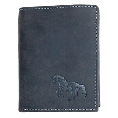 Image of Natural Grey Strong Genuine Leather Wallet with a Horse