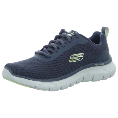 Image of Skechers Men&#039;s Flex Advantage 5.0, Navy Mesh/Duraleather/Orange Trim, 7 UK
