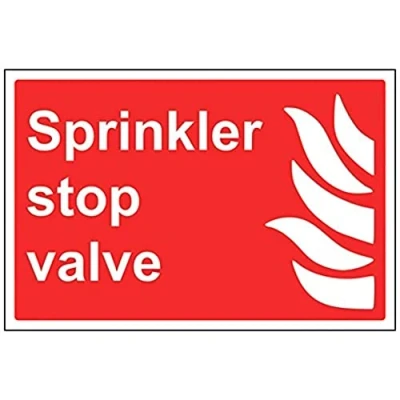 Image of V Safety Sprinkler Stop Valve Sign 300mm x 200mm 1mm Rigid Plastic