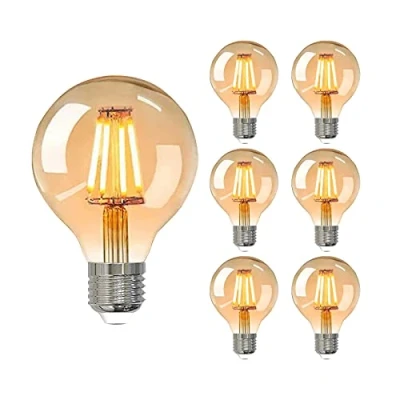 Image of YOUDIAN E27 Screw Bulb,Led Edison Light Bulb, Non Dimmable Retro Bulb,220V 4W(40W Equivalent) 400 Lumen Warm White 2700K CRI&gt;90,G80 Led Filament Bulb,90% Energy Saving（6Pack