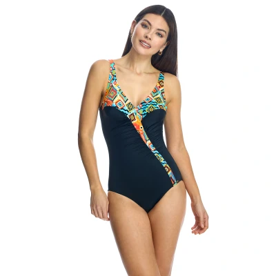 Image of ORY Womens V neck swimsuit W240971 woman Black Size 42D