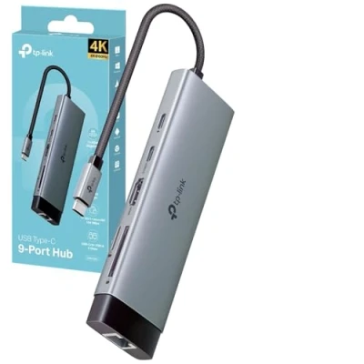 Image of TP Link 9 Port Type C USB Hub with A 4K 60Hz HDMI, 1 Gbps ethernet, SD &amp; microSD UHS I, Data Ports, 3x powerful 100W Fast Charging,stable connection, Plug and Play(UH9120C)