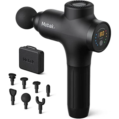 Image of Mebak 3 Massage Gun Deep Tissue Percussion Muscle Massager Handheld Electric Back Neck for Body Athlete Pain Relief Super Quiet Portable Sport with Brushless Motor 7 Head 5 Speed