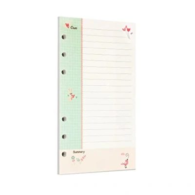 Image of Zelten 45 Sheets 90 Pages Colorful Loose Leaf Punched Paper Refills for 6 Hole Binder Personal Organizer Diary Notebook Refillable Planner (A6, Fairy Tale Connell)