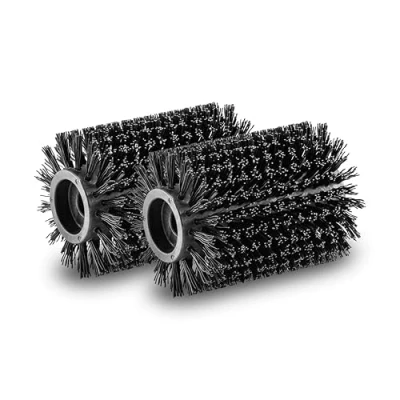 Image of Kärcher Brush Surfaces (2 Piece Roller Set for Patio Cleaner PCL 4, removes Green Growth and Moss on Smooth Stone Tiles Outdoors), Wood, Black, rund