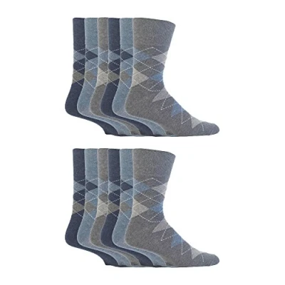 Image of 12 Pairs men&#039;s gentle grip no elastic socks 6 11 uk, 39 45 eur, Plain Colours (MGG38)