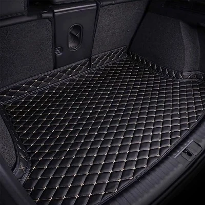 Image of Car Leather Boot Liner Mats for Toyota BZ4X 2022 2025, Auto Rear Trunk Carpet Protector Pad Custom Artificial Waterproof Accessories,D/Black beige