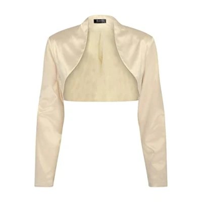 Image of Bolerose Formal Long Sleeve Satin Bolero Shrug (Champagne, 4XL)