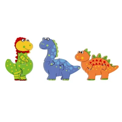 Image of Orange Tree Toys Dinosaur Mini Wooden Puzzle Set