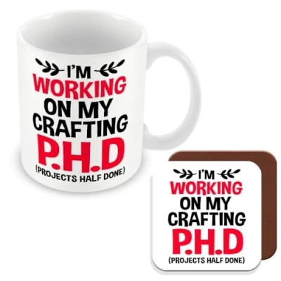 Image of MUGGZ Funny Craft/Crafting Mug &amp; Coaster Gift Giftset Made in The UK