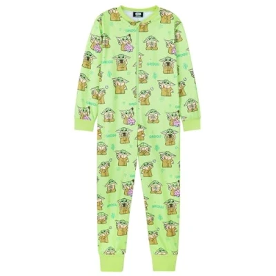 Image of Disney Stitch Fleece Kids Onesie Hooded for Toddlers Teenagers 2 14 Years PJs Loungewear Gifts (Green Baby Yoda, 4 5 Years)