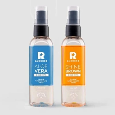 Image of BYROKKO Aloe Vera 2 Phase Soothing &amp; Cooling Mist with Hyaluronic acid Shine Brown Tanning Spray Oil for Sunbathing and bed