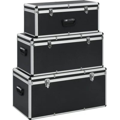 Image of vidaXL Storage Cases 3 pcs Black Aluminium