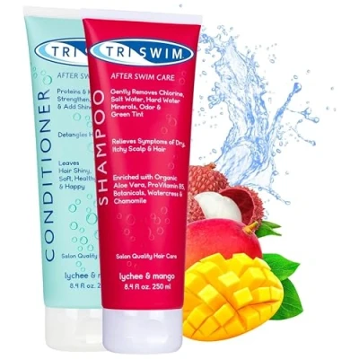 Image of TRISWIM Chlorine Removal Hair Care Bundle, After Swim Shampoo and Moisturizing Conditioner, Anti Protection For Swimmers, Removes Green Tint, Vegan &amp; Cruelty Free (250+250 ml)