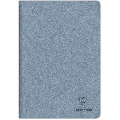 Image of Clairefontaine 83515C A Stitched Notebook Cover Jeans Paper A4 21x29.7 cm 96 Lined Pages 90g Ivory With Flap Jeans&amp;Cocoa Collection