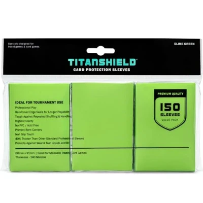 Image of TitanShield (150 Sleeves/Slime Green) Standard Size Board Game Trading Card Sleeves Deck Protector for MTG, Dropmix