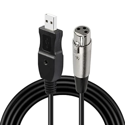 Image of GELRHONR USB to XLR Microphone Cable,USB Male 3Pin Female Cable for Karaoke Singing/Instrument Recording(3M/10FT)
