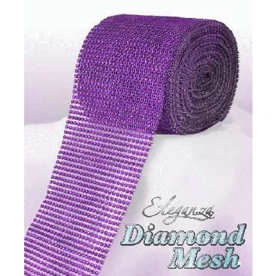 Image of 4.75&quot; Diamond Rhinestone Crystal Ribbon Mesh Wedding Wrapping Roll (Purple, 3)