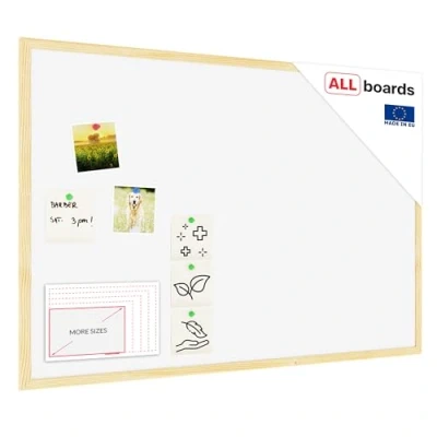 Image of ALLboards Cork Board White with Wooden Frame 90x60cm, Corkboard Bulletin Notice