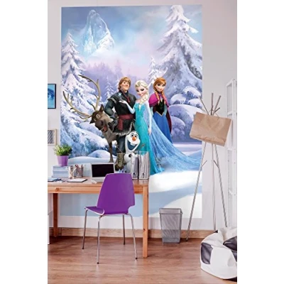 Image of Komar 4 498 184 x 254 cm Disney Frozen Winter Land Wallpaper Mural Multi Colour (Pack of 4)