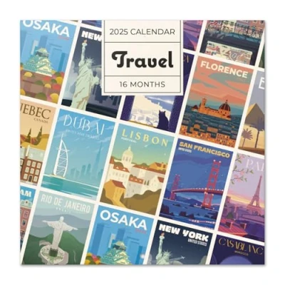 Image of Grupo Erik Wall Calendar 2025 Travel 12&quot; x Square 2025, Planner Family World