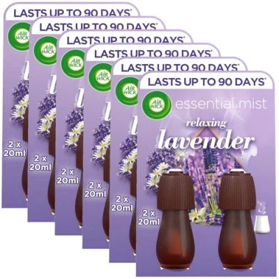 Image of 12 x Air Wick Relaxing Lavender Essential Mist Refill Freshener 20ml (6 Twin Pack)