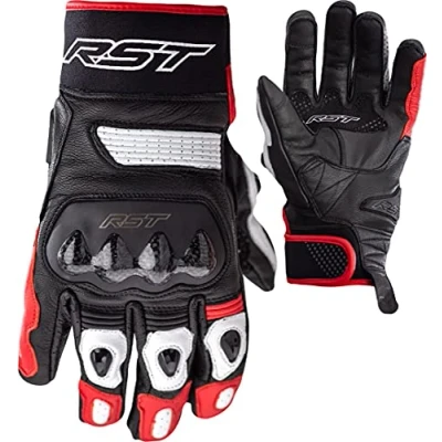 Image of RST Freestyle 2 CE Mens Leather Motorcycle Gloves (Black, Red, White, XL)