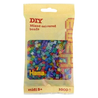Image of Hama Beads Bag Approx. 1000 Midi Fuse Mosaic Decoration Arts &amp; Craft for Creative Children Ages 5+ Mix 54