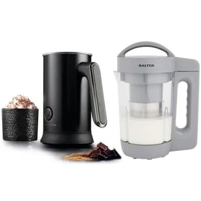 Image of Salter COMBO 8291 Hot Chocolate &amp; Plant Milk Maker Set 4 in 1 Automatic Frother, Cold Heater and Foamer, Nutrient Rich Dairy Free, 1.6L Vegan Nut Machine, Self Cleaning