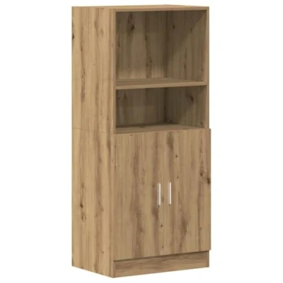 Image of vidaXL kitchen cabinet artisan oak engineered wood storage cupboard/shelving unit 57x41.5x131.5 cm