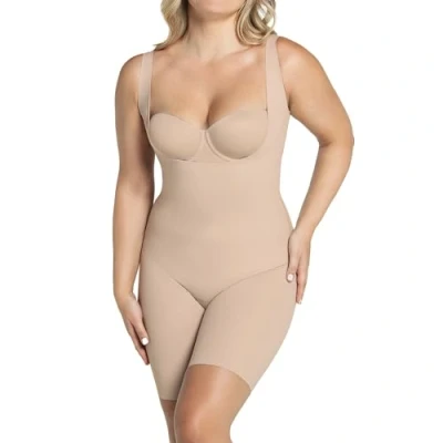 Image of Leonisa Seamless Thigh Body Shaper for Women Braless Bodysuit Tummy Control Shapewear