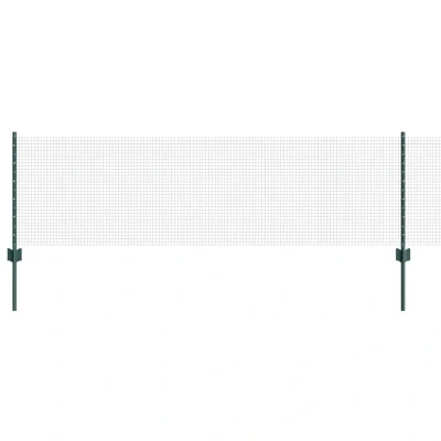 Image of vidaXL Welded Wire Fence with 11 U Posts Green 0.6x25 m Steel
