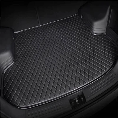 Image of YHQKJ Car Leather Boot Liner Mats for KIA Sportage 2018 2023, Auto Rear Trunk Carpet Protector Pad Custom Artificial Waterproof Accessories,A/All Black