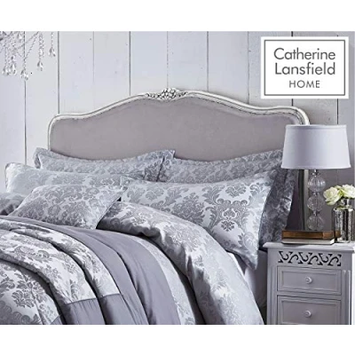 Image of Catherine Lansfield Damask Jacquard Pillowsham Pair Silver