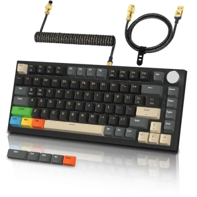 Image of ATTACK SHARK K85 Rapid Trigger Mechanical Keyboard with Coiled Cable, Magnetic Switch, Adjustable Actuation, Apex Pro TKL Wired RGB Gaming Keyboard, Support DKS/MT/TGL, Gasket Mount, Knob, for PC/Mac
