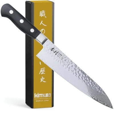 Image of Kimura Chef Knife, [Made in Japan], 8 inch Professional Kitchen 67 Layer Damascus Steel Gyuto, Ultra Sharp VG 10 Core, Chefs Knife with Ergonomic Pakka Wood Handle Japanese Chef&#039;s