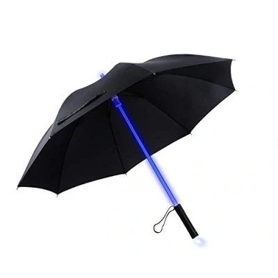 Image of Lightsaber LED Umbrella with Torch. Light Up Black 7 Colours