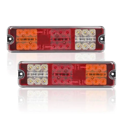 Image of AOHEWEI 2Pcs Trailer Rear Lights 12V/24V 27 LEDs Super Bright Waterproof Turn Signal/Brake/Tail/Reverse/Reflector Lamp for Truck Lorry Caravan Van Tractor