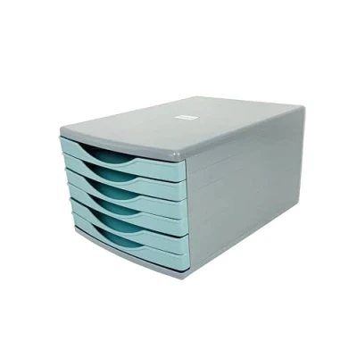 Image of Deflecto Peppermint Desk Drawer Set featuring 6 x 30mm Drawers In Soft Pastel Tones Organiser Small Storage Desktop A4