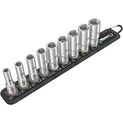 Image of Belt B Deep 1 Socket Set of 9 Metric 3/8in Drive, Schwarz