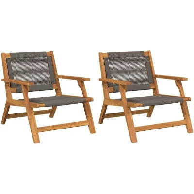 Image of vidaXL Garden Chairs 2 pcs Grey 67x77x73 cm Solid Wood Acacia