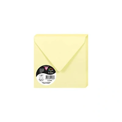 Image of Clairefontaine Ref 5458C Pollen Envelopes (Pack of 20) 140 x 140mm Sized, 120gsm Paper, Gummed Seal, Inkjet &amp; Laser Printer Compatible, Acid Free Canary