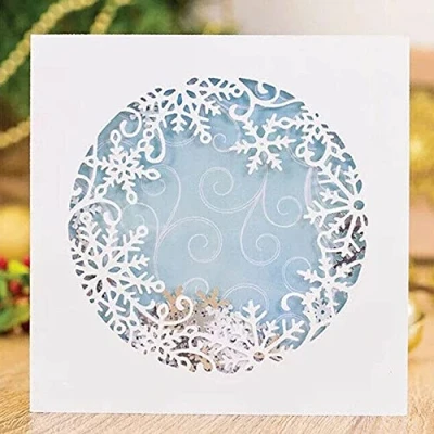 Image of Cutting Dies for Card Making, YunTrip Snowflake Circle Background Metal Die Cuts Stencil DIY Scrapbooking Album Embossing Photo Crafts Paper Cards Decorative Craft