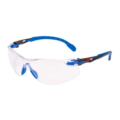 Image of 3M Solus Safety Glasses, Blue/Black frame, Scotchgard Anti Fog, Clear Lens, S1101SGAF EU