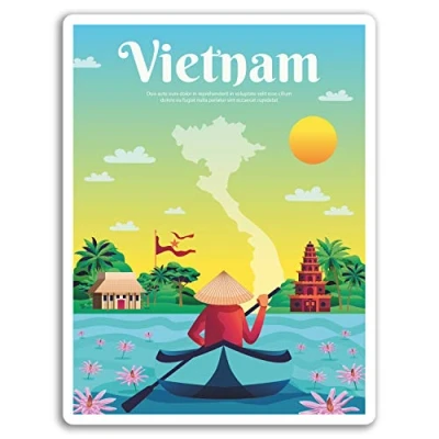 Image of 2 x 10cm Vietnam Vinyl Stickers Asia Travel Sticker Laptop Luggage #17307 (10cm Tall)