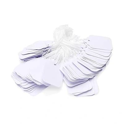 Image of Premier Stationery Strung Tags. 36 x 53mm. White. Pack of 100