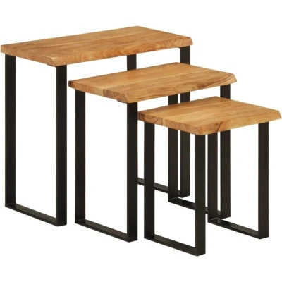 Image of vidaXL Nesting Tables 3 pcs with Live Edge Solid Wood Acacia