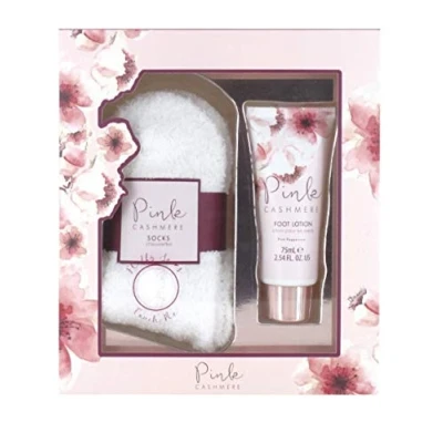 Image of Pink Cashmere Extra soft Socks and Foot Lotion Gift Set