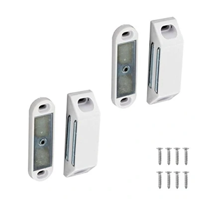 Image of 2 x Heavy Magnetic Cupboard Door Catches in White 60mm Pack of